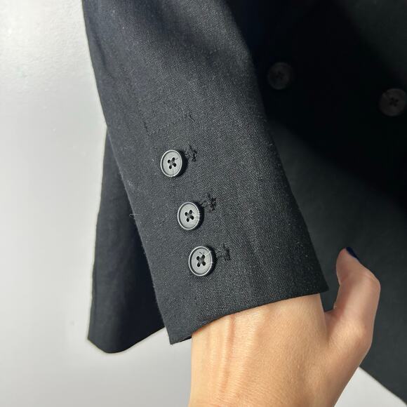 Old Navy‎ Double-Breasted Linen-Blend Blazer Women’s XS Black Minimalist Career - Picture 5 of 7